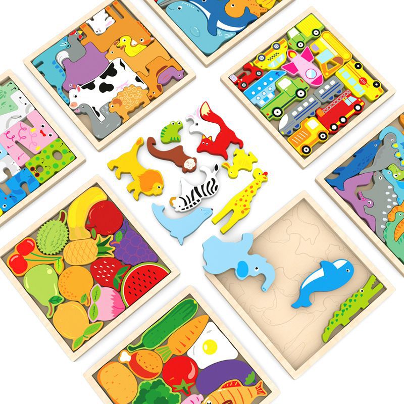 Large Wooden Puzzle Puzzle Development Early Education Infant And Toddler Toys 1-3 Years Old 6 Baby Building Blocks Boys And Girls - Image 5